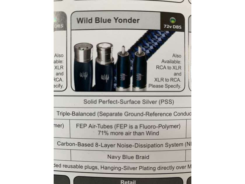 AudioQuest Wild Blue Yonder 1 meter XLR interconnects with BRAND NEW terminations and DBS packs!