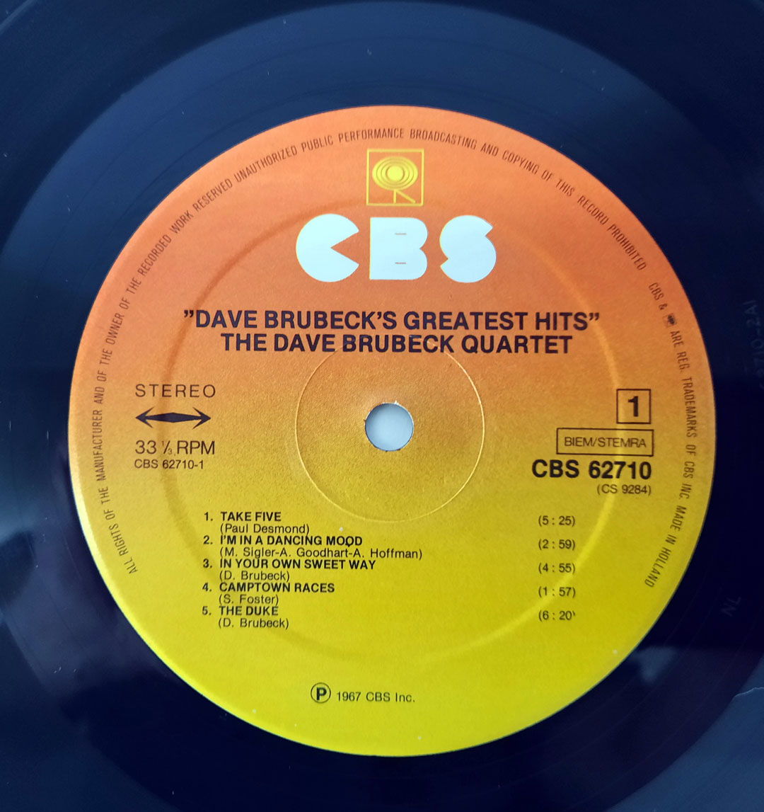 Dave Brubeck – Dave Brubeck's Greatest Hits NM HOLLAND ... 5