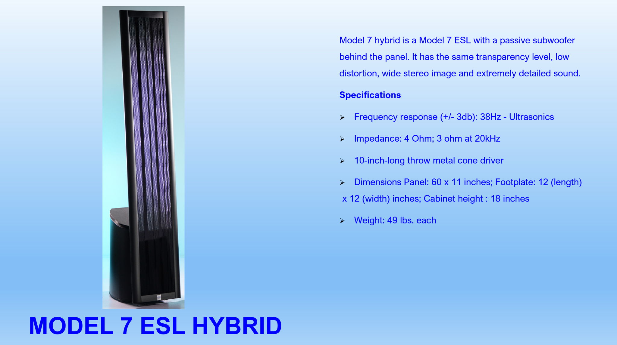 FINAL ELECTROSTATIC THE NEXT GEN ESL HYBRIDS  M3,M5,M7 ... 5