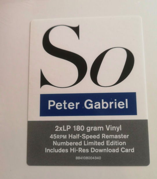Peter Gabriel "So" Half Speed Mastered 45rpm 2LP set - New 2