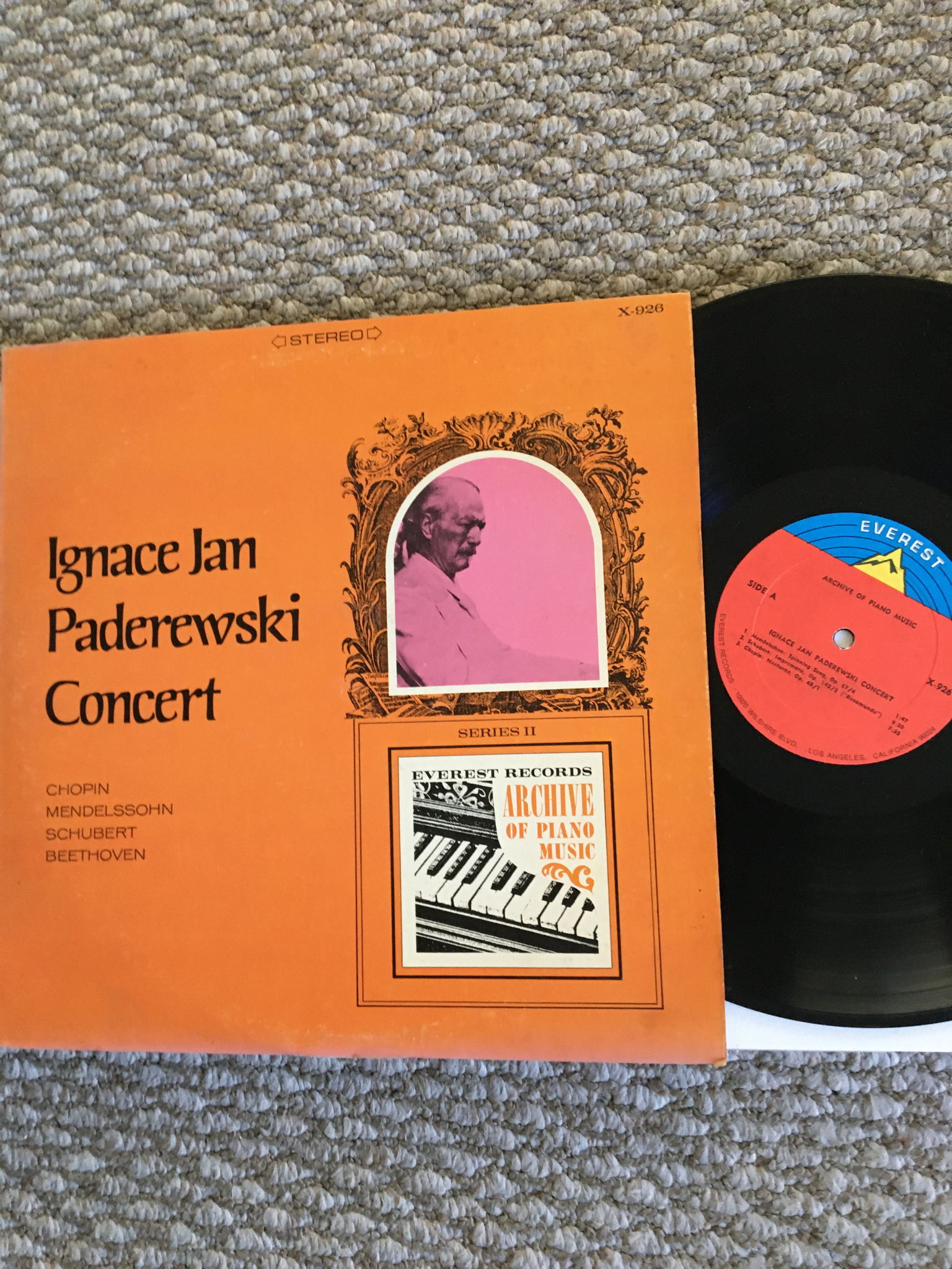 Ignace Jan Paderewski concert Lp Record Everest  Chopin...