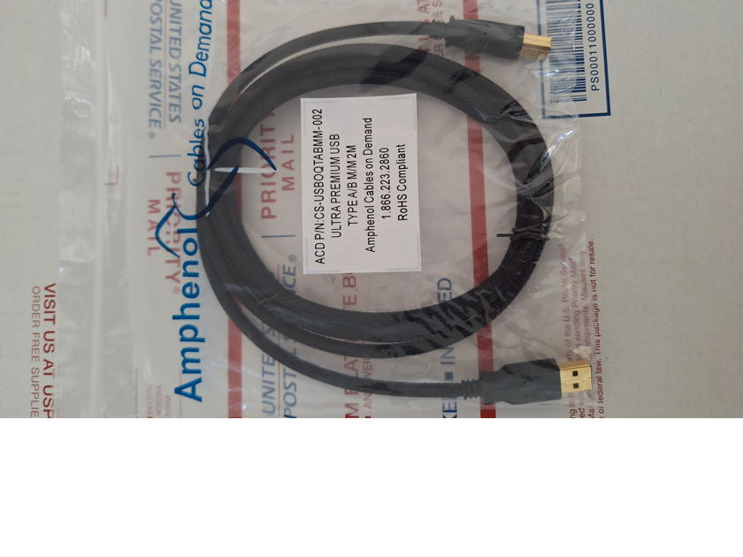 Amphenol UltraPremium USB type A/B 2 meter interconnect cable