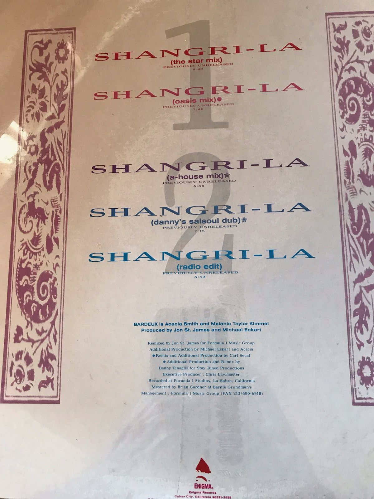 R&B/Soul Sealed 12” Lp Bardeux Shangrila On Enigma R&B/... 2