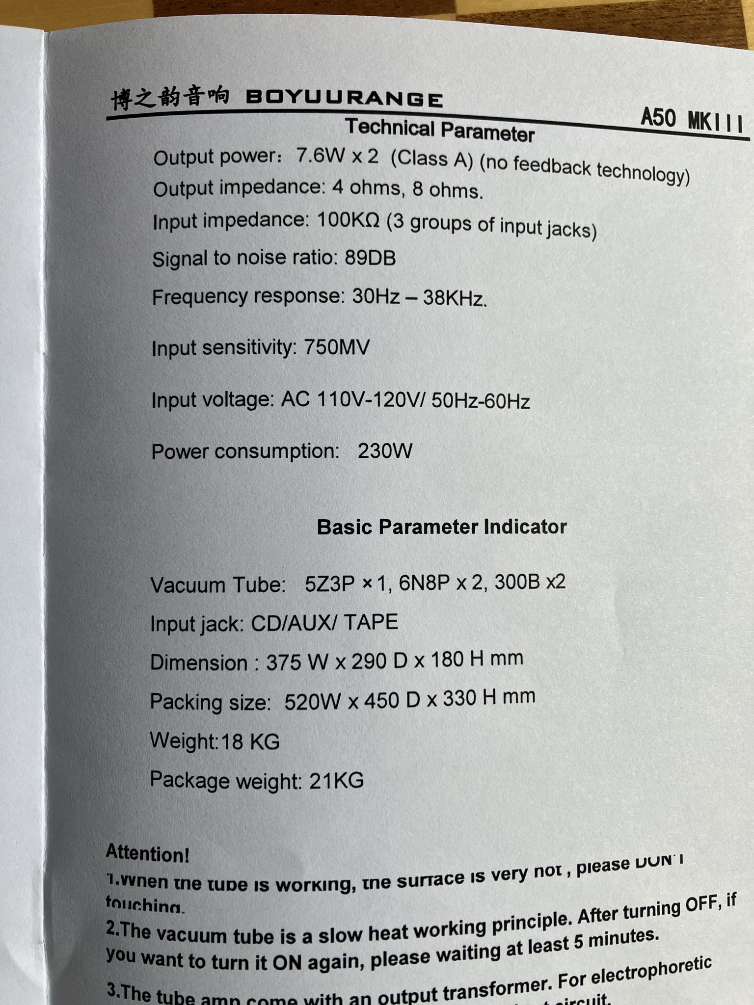 Boyuurange A50 300B tubes 13