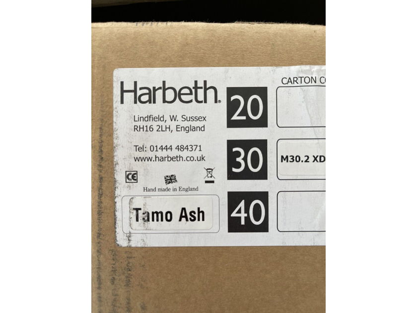 Brand New Pair Harbeth Monitor M30.2 XD Bookshelf Speakers -Tamos Ash