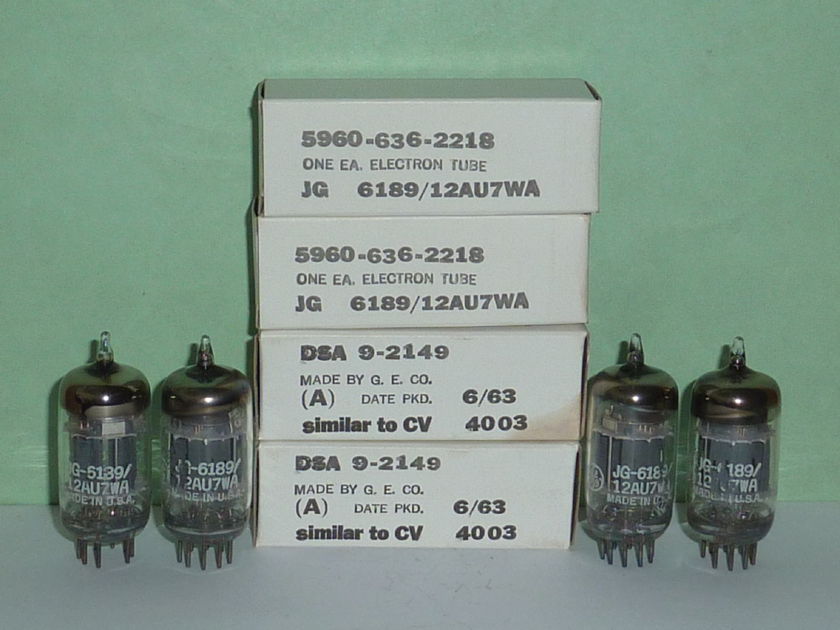 GE  12AU7WA 6189 5814A Tubes, Matched Quad, NOS/NIB, Matched Date Codes, Tested
