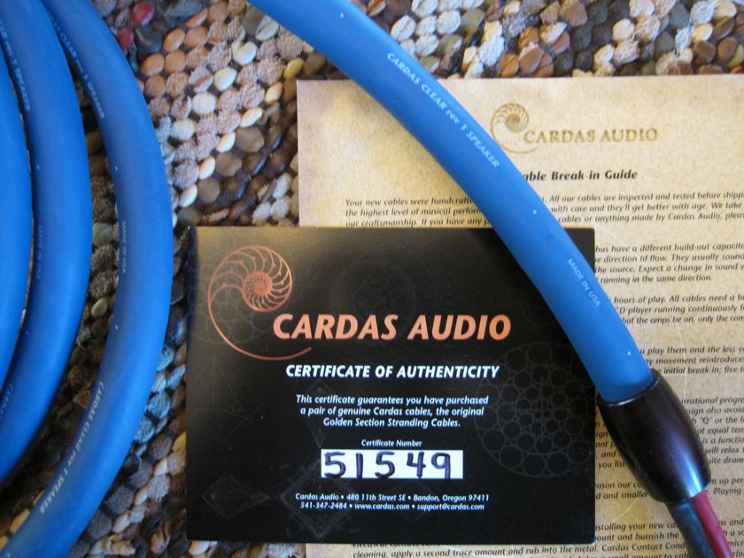 Cardas Audio Clear Rev.1 2.5m / 8ft Speaker Cables w/ Spades & AUTHENTICITY Cert.