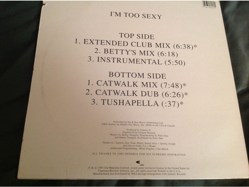 Right Said Fred I'm Too Sexy 12 Inch EP