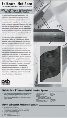 PSB CWS8 CWA-1 2x Dual 8" Subwoofers and matching Power...