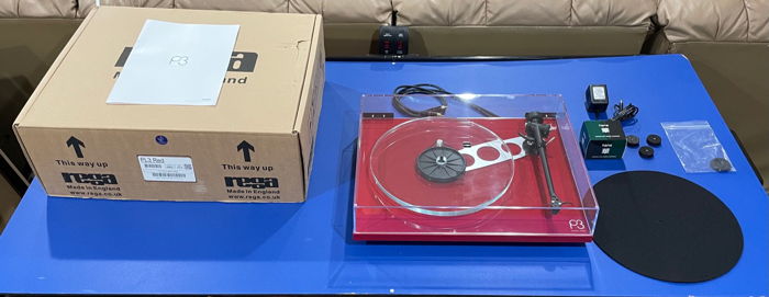 Rega Planar 3 P3 in Red with Feet Upgrade. Free Phono P...