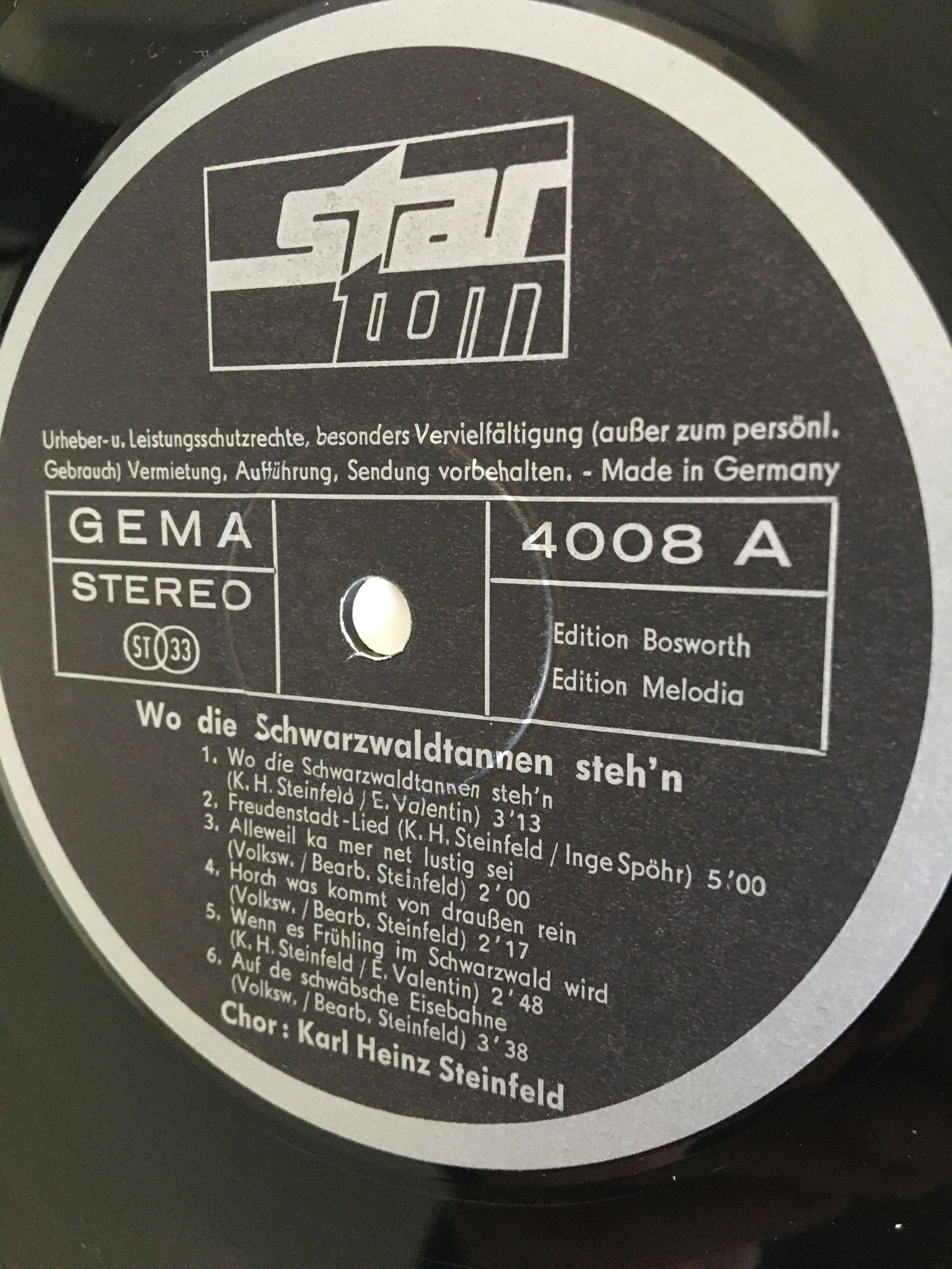 Germany chor Karl Heinz Steinfeld Lp record  Wo die Sch... 4