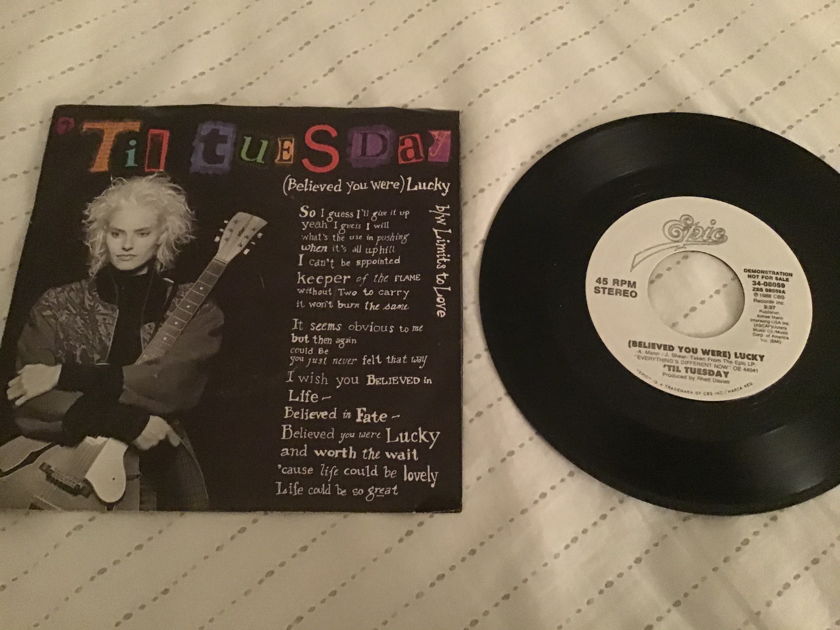 Til Tuesday  (Believe YouWere)Lucky Promo 45 With Picture Sleeve