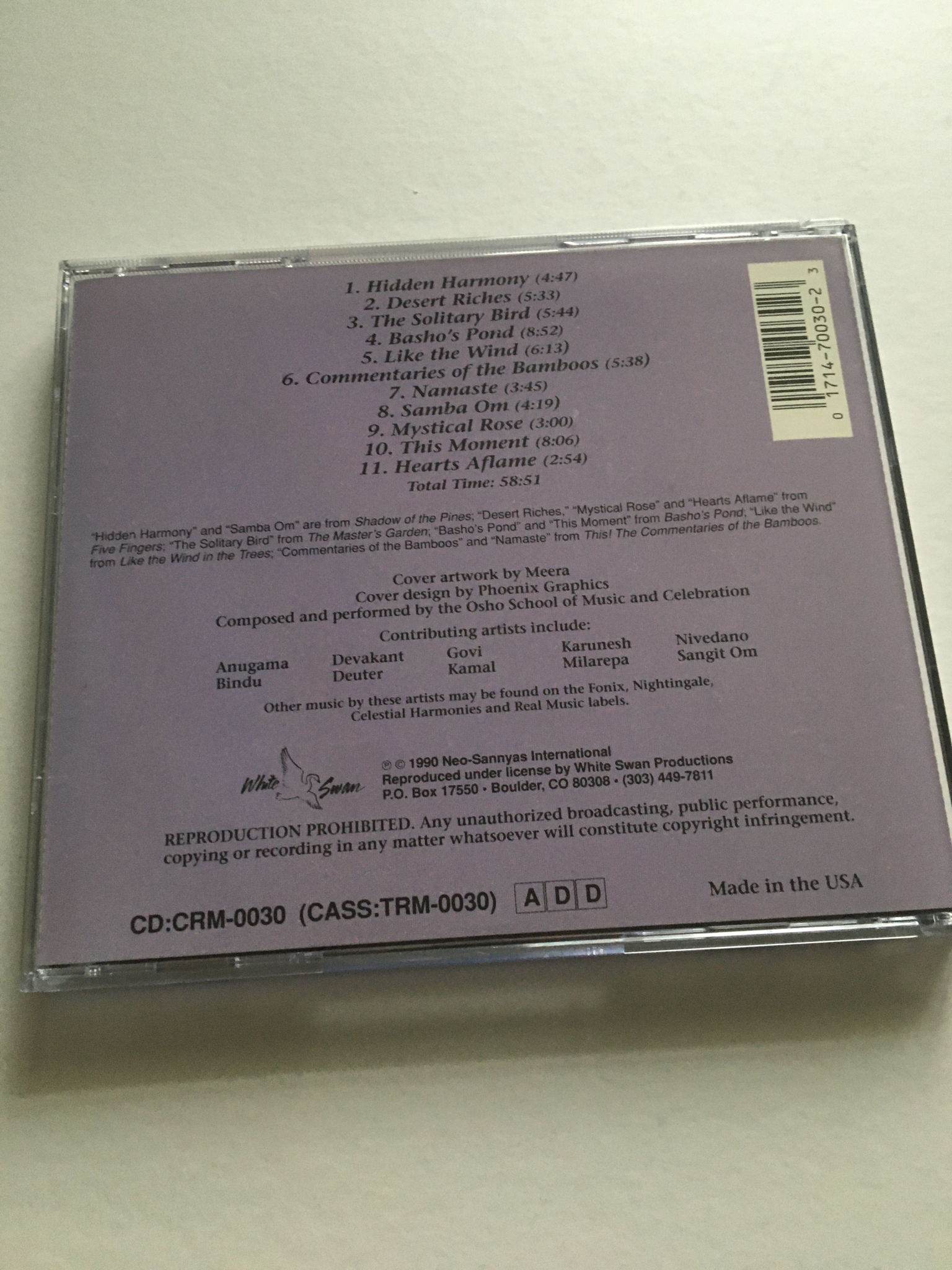 Music from the world of Osho cd Hidden Harmony 4