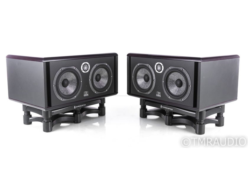 Focal Twin6 Be Bookshelf Speakers; Monitors; Red Pair w/ IsoAcoustics Stands (20889)