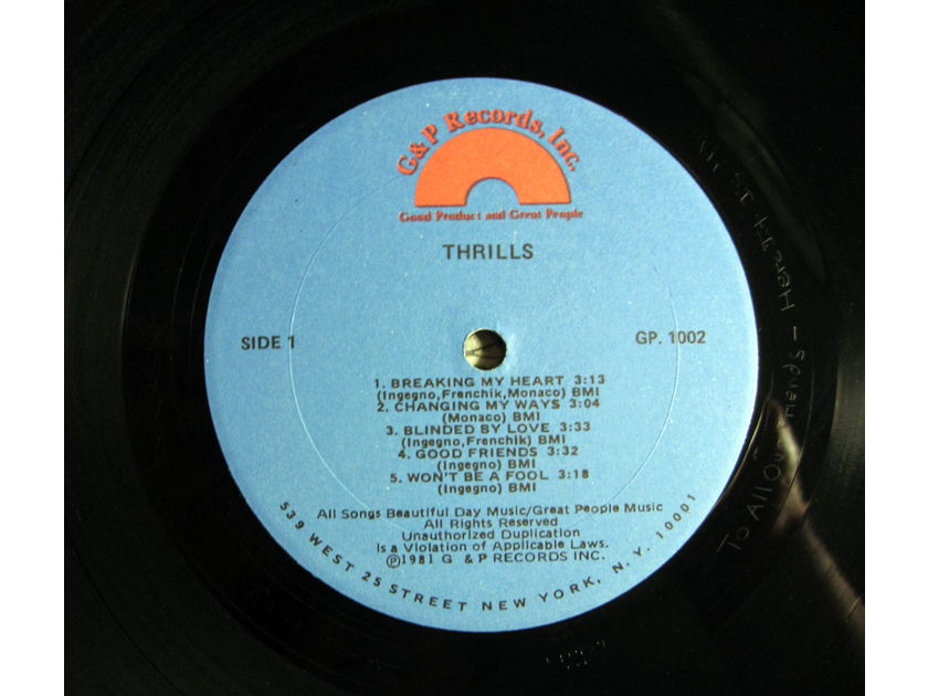 Thrills - First Thrills  - 1981 NM- Vinyl LP G & P Records Inc. GP 1002