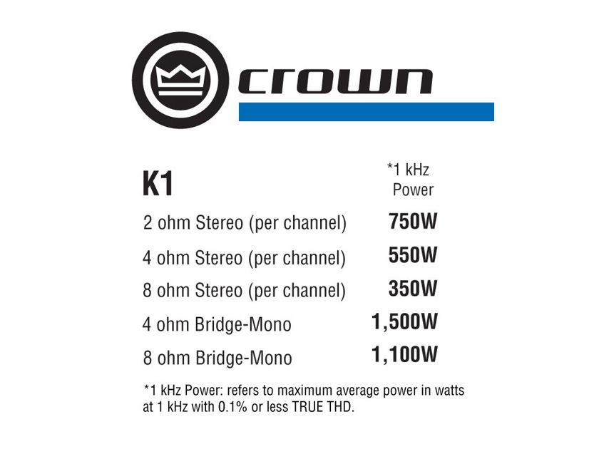 CROWN K1 Amplifier for subs