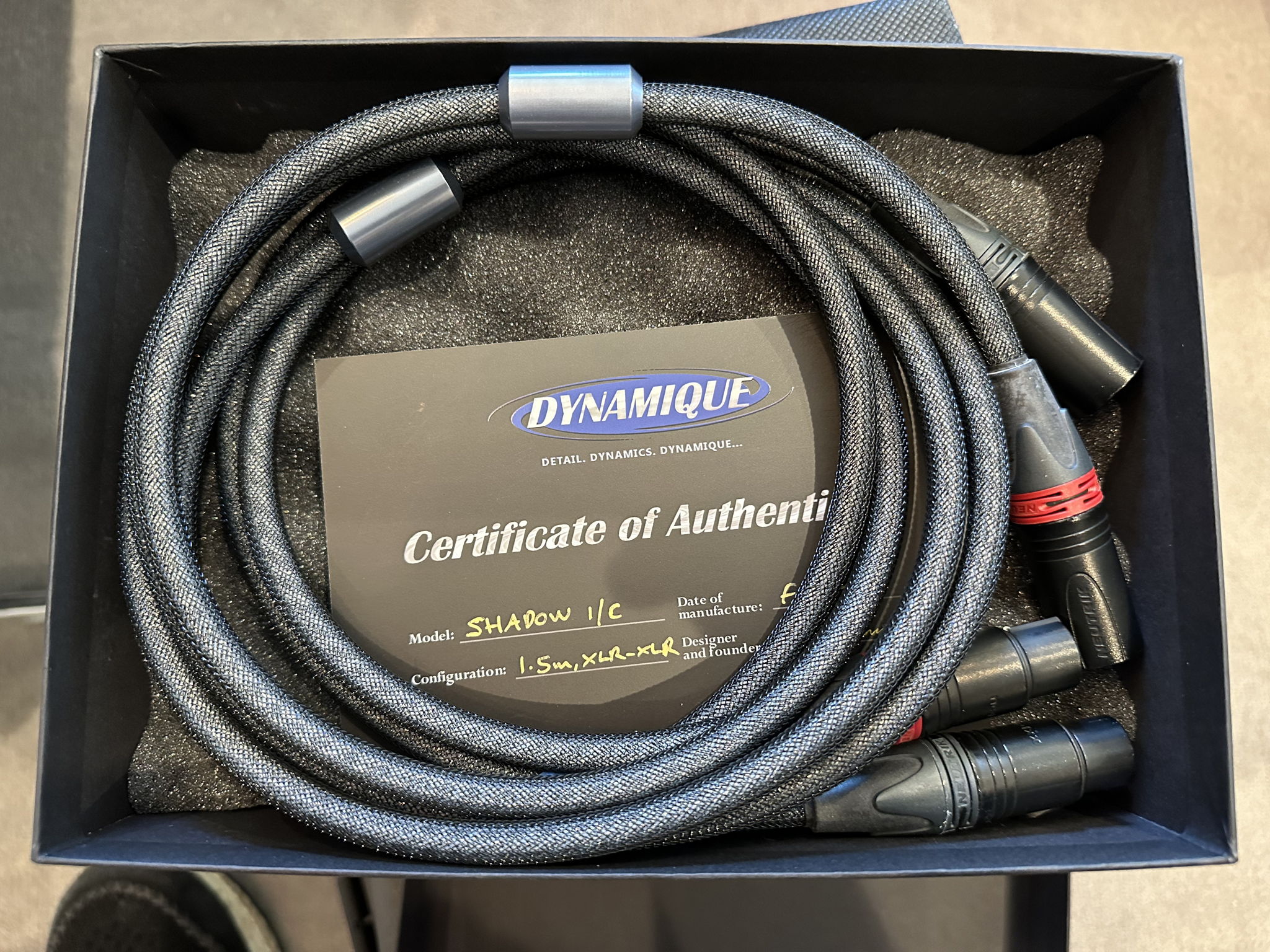 Dynamique Audio Shadow Interconnects 1.5M XLR EXCELLENT