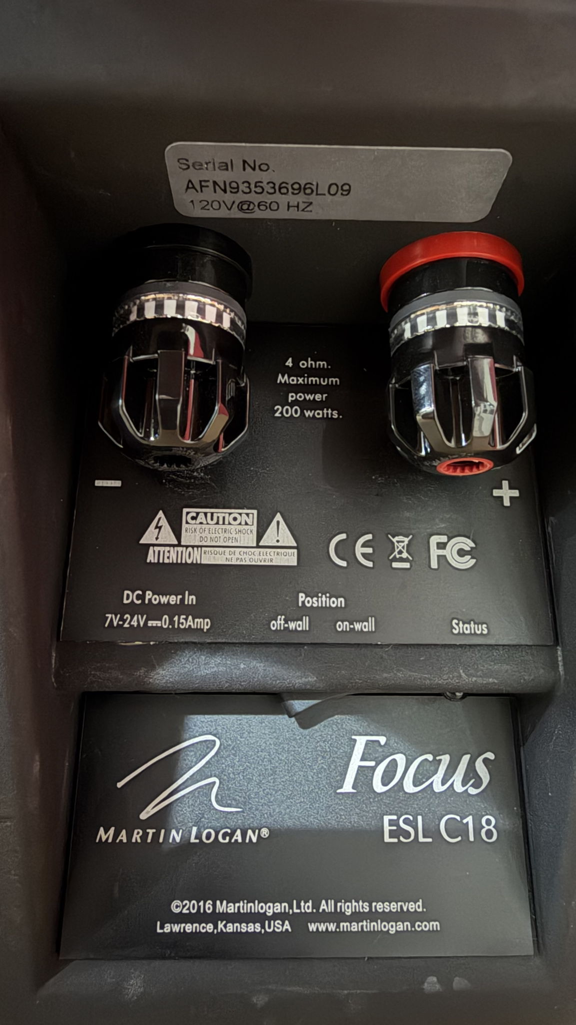 Martin Logan Focus ESL C18 Center Speaker - Gloss Black 4