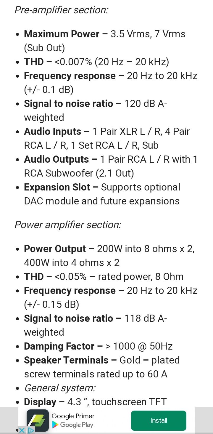 Acurus ARIES 2.1 INTEGRATED AMPLIFIER BRAND NEW Factory... 2