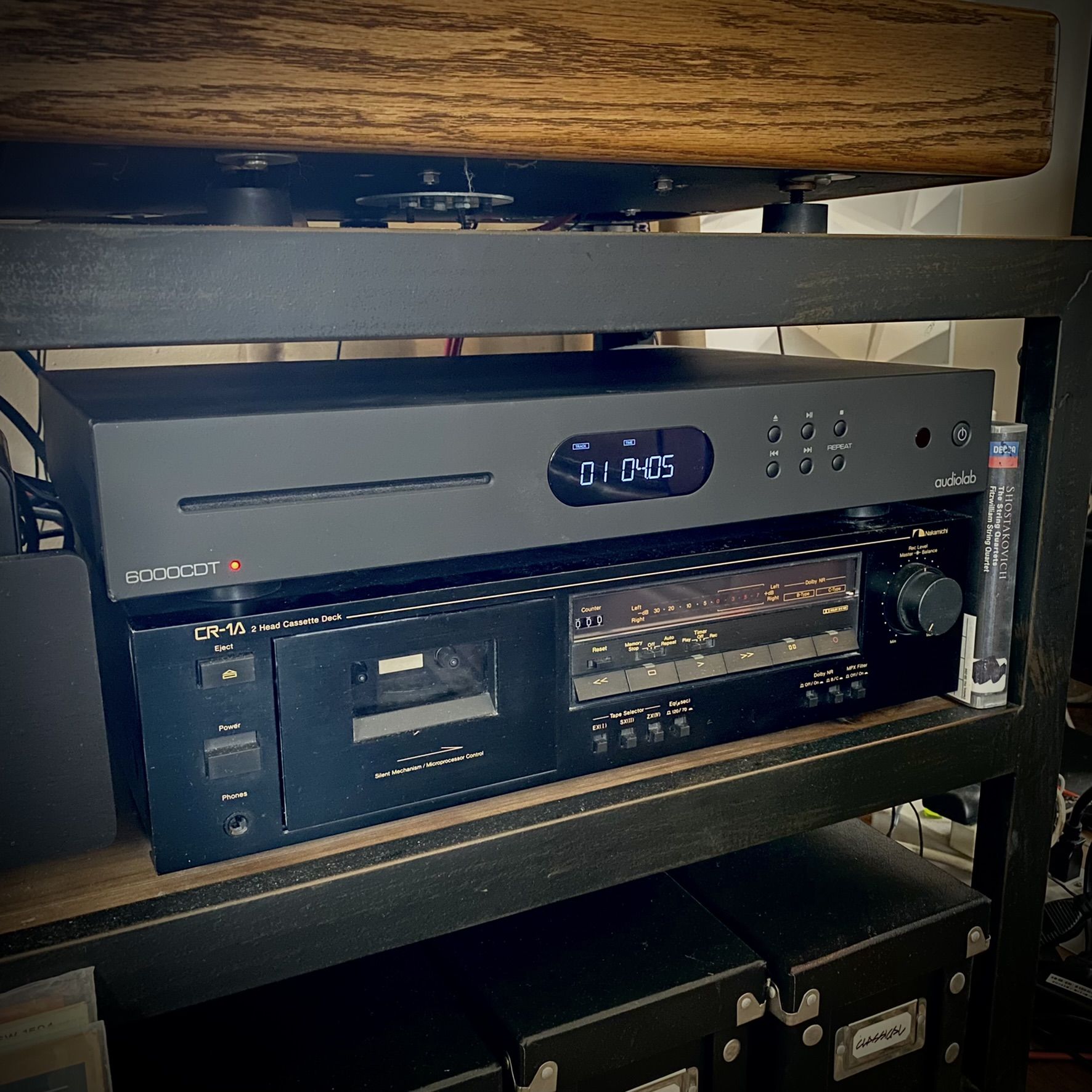 Audiolab 6000CDT transport. And the Nakamichi CR-1A cassette deck. Yes, I do occasionally play cassettes, and this deck does a very nice job.