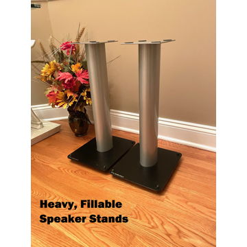 Plateau Speaker Stands, 23" Pair, Black and Silver - Ve...