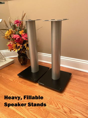 Plateau Speaker Stands, 23" Pair, Black and Silver - Ve...