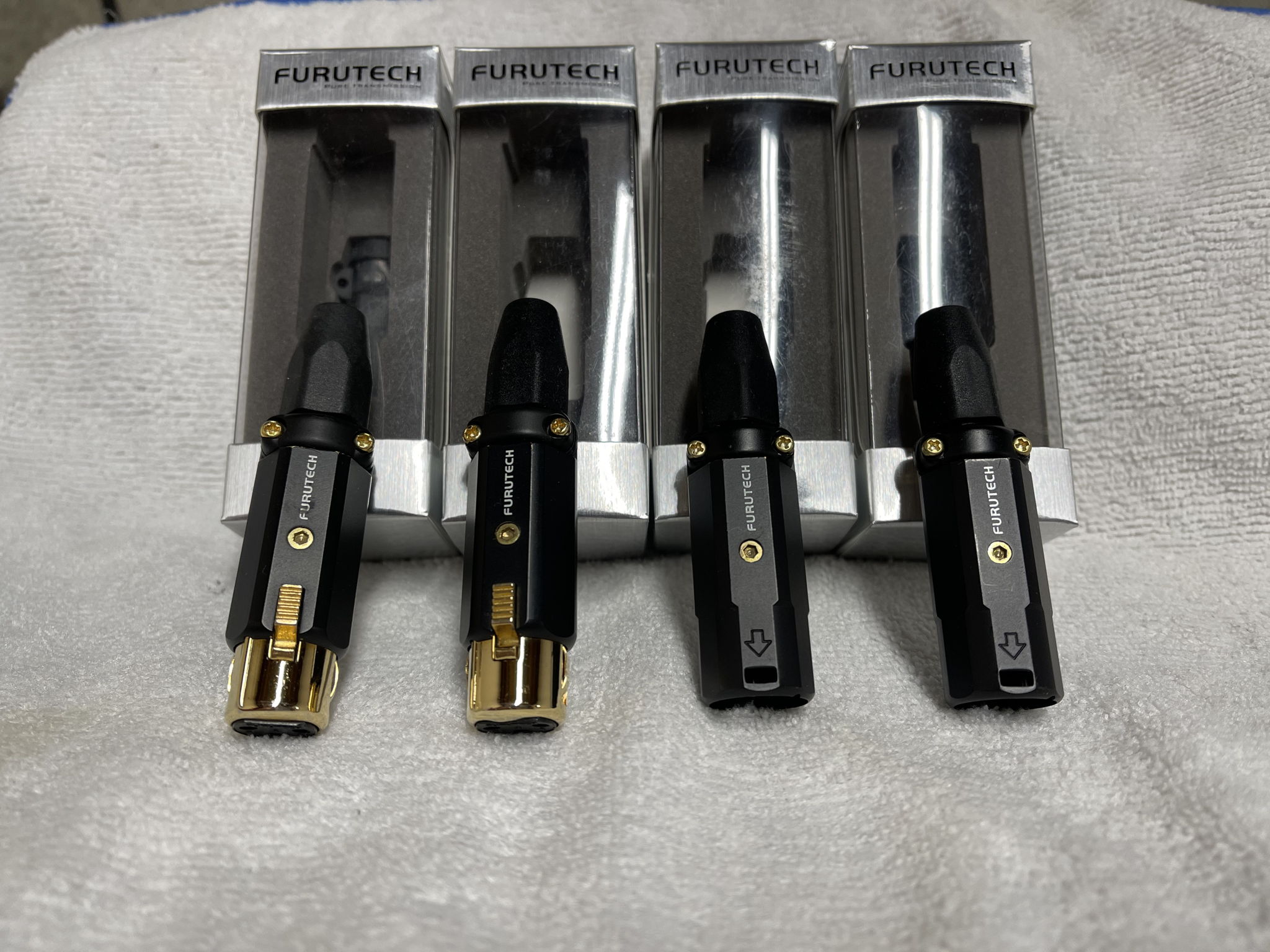 FURUTECH 2 FP-601M RHODIUM XLR MALE AND 2 FP-602F GOLD ...