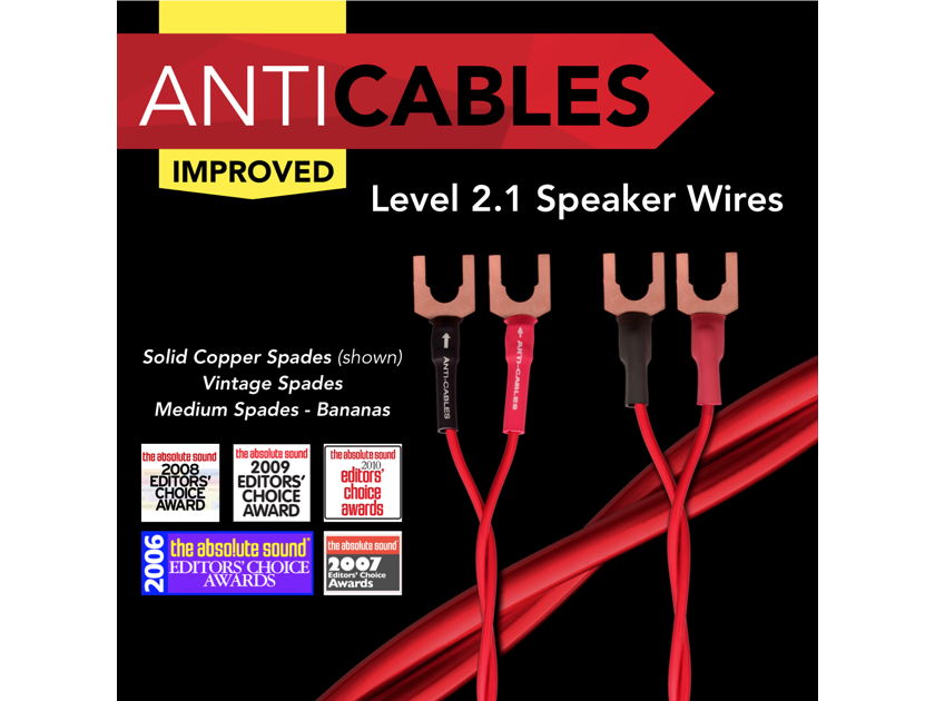 ANTICABLES Level 2 "Performance Series" 9 foot Speaker Wires