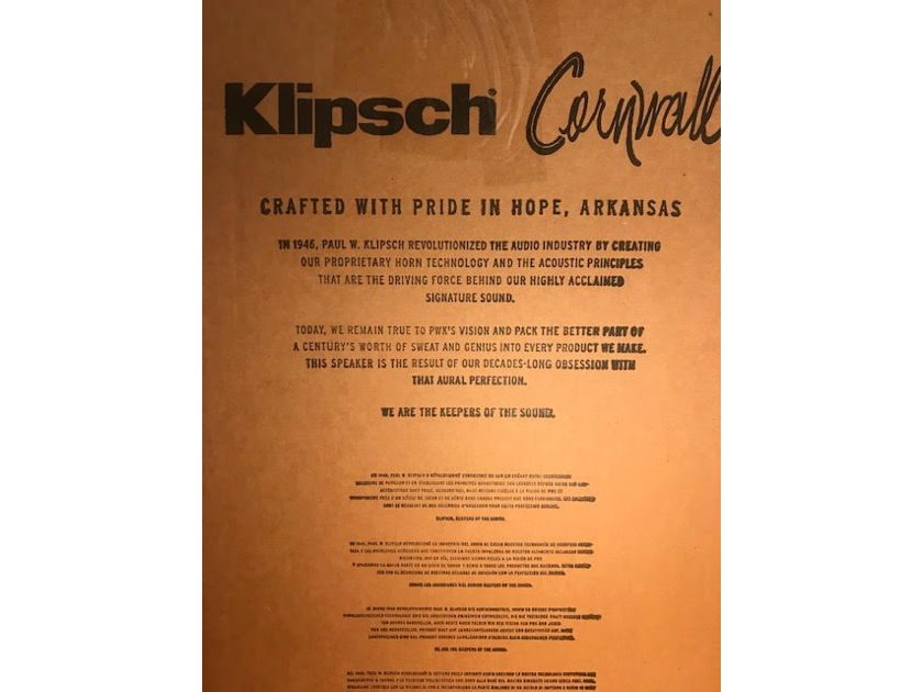 KLIPSCH Cornwall IV Cherry Set NEW as Delivered Direct from Klipsch  *FREE FREIGHT