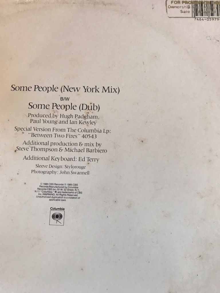 PAUL YOUNG 12" VINYL , SOME PEOPLE ( PROMO PAUL YOUNG 1... 3