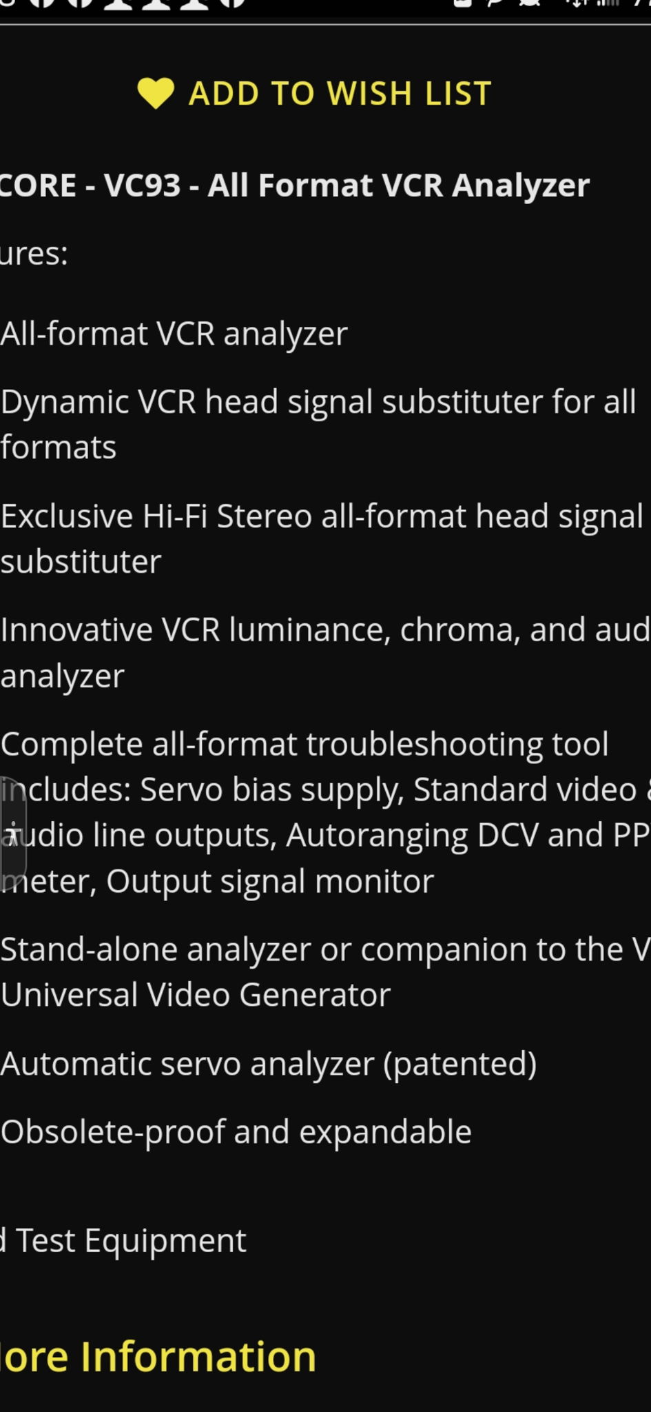SECORE VC93 All Format VCR Analyzer TEST EQUIPMENT Flaw... 8