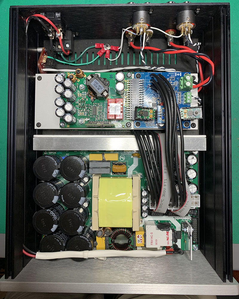 Inside view of stereo amp