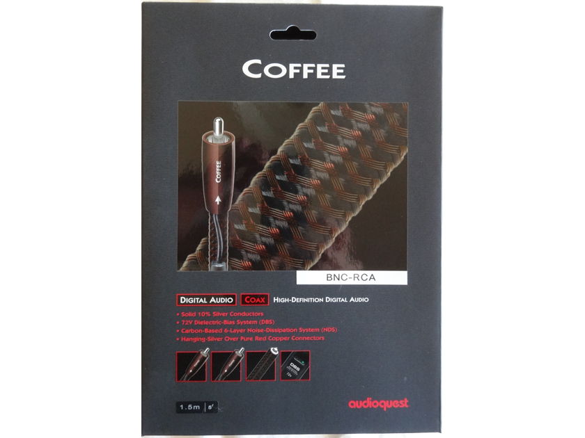 Audioquest Coffee 1.5 metre digital cable, with BNC-RCA connectors & 72v DBS