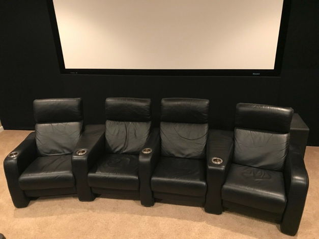 CinemaTech 4 Black Leather Home Theater Chairs Seats Ma...
