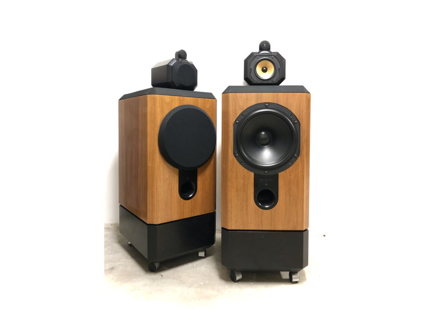 (2) B&W Bowers and Wilkins 801 MATRIX Anniversary Limited Edition 3-Way 8-Ohm Stereo Floor Standing Speakers w/ Stands on Wheels  WALNUT FINISHED!!