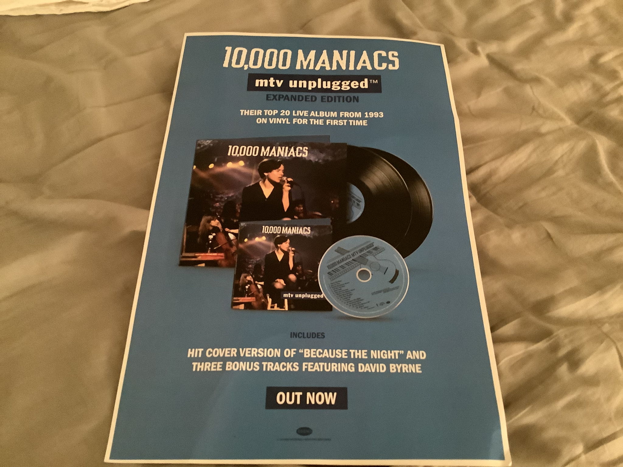 10,000 Maniacs Rhino Records Promo Poster  MTV Unplugge... 2