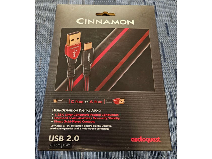 Audioquest Cinnamon USB C<->A Interconnect Cable 2.5ft/0.75m