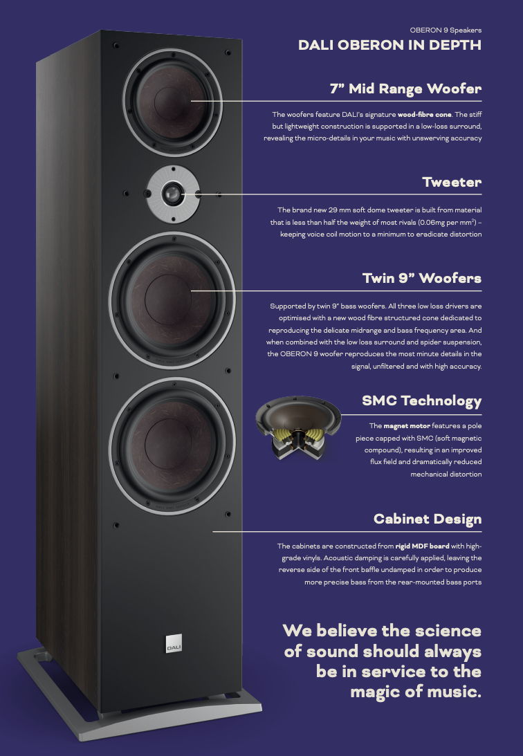 DALI OBERON 9 Floorstanding Speakers in Black Ash Venee... 8