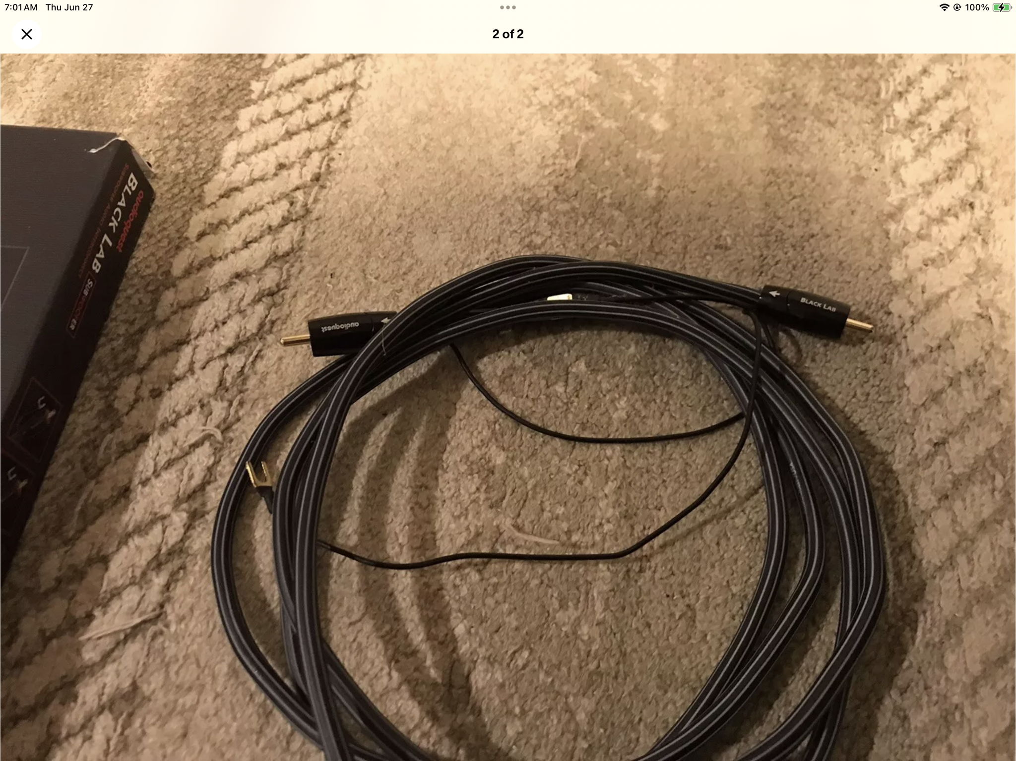 Audioquest Black Lab Subwoofer Cable 2