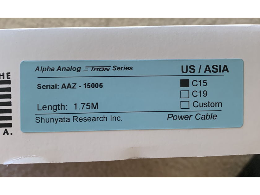 Shunyata Research Zitron Alpha Analog power cord 1.75m