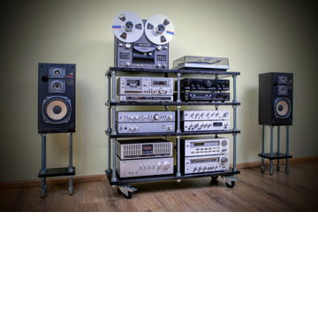 Double width adjustable audio rack on wheels