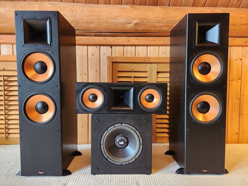 Klipsch RF7 Tower Speakers, Klipsch RC7 Center Speaker, M&K V3B 12