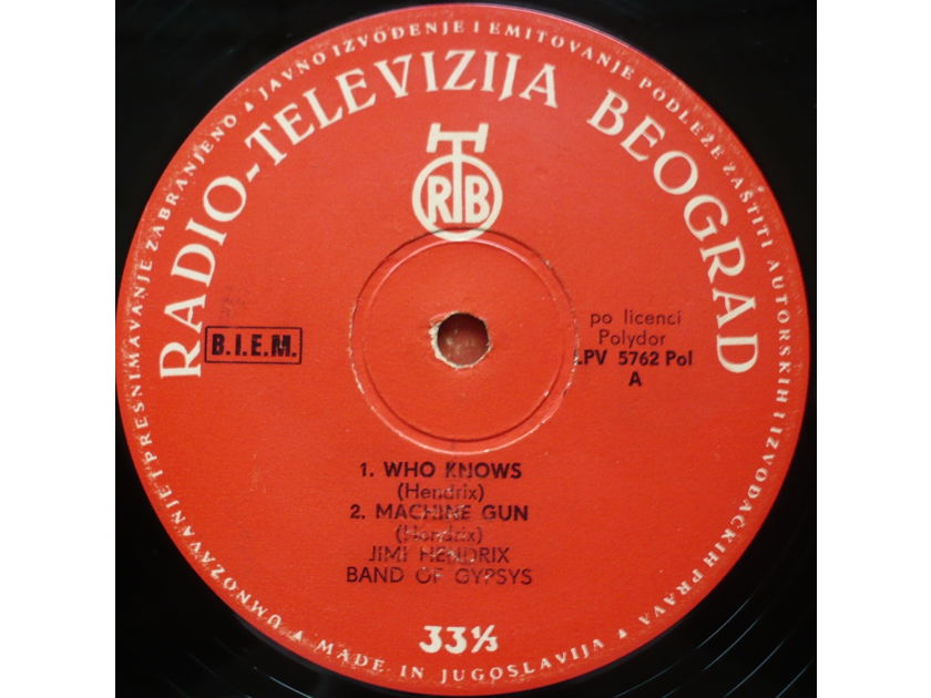 Jimi Hendrix - Band Of Gypsys 1970. RTB (Radio-Televizija Beograd), 1971. Yugoslavia.