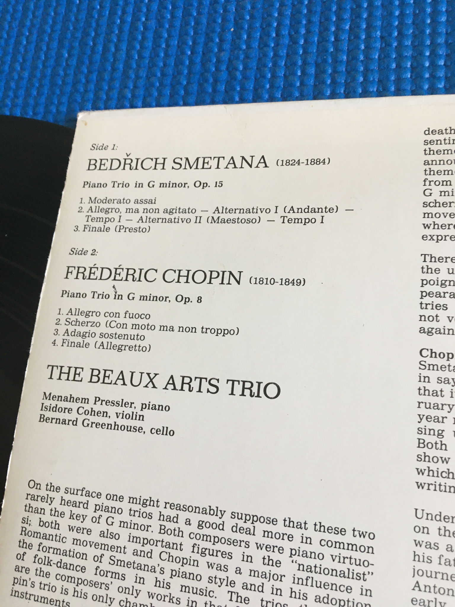 Smetana Chopin the Beaux arts trio The piano trios Lp r... 2