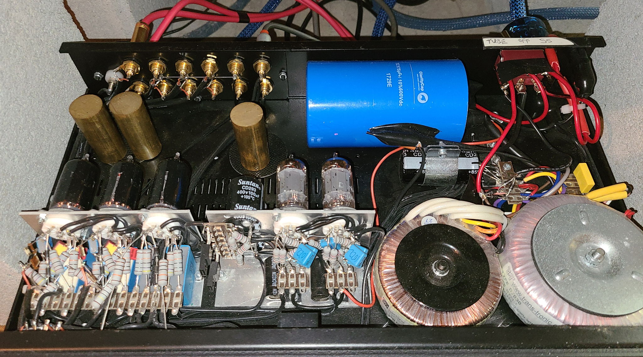 Bulk foil resistors and Clarity power supply cap. Switched tube or diode power.
