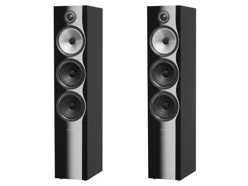 B&W 703 S2 Floorstanding Speakers; 703S2; Gloss Black Pair (New) (29497)