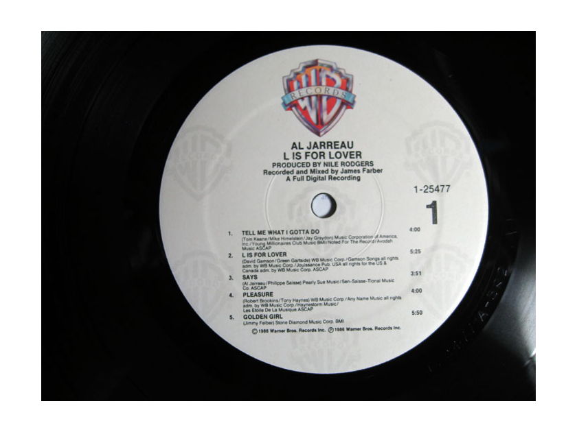 Al Jarreau - L Is For Lover - Rob Ludwig MASTERDISK 1986 Warner Records 9 25477-1