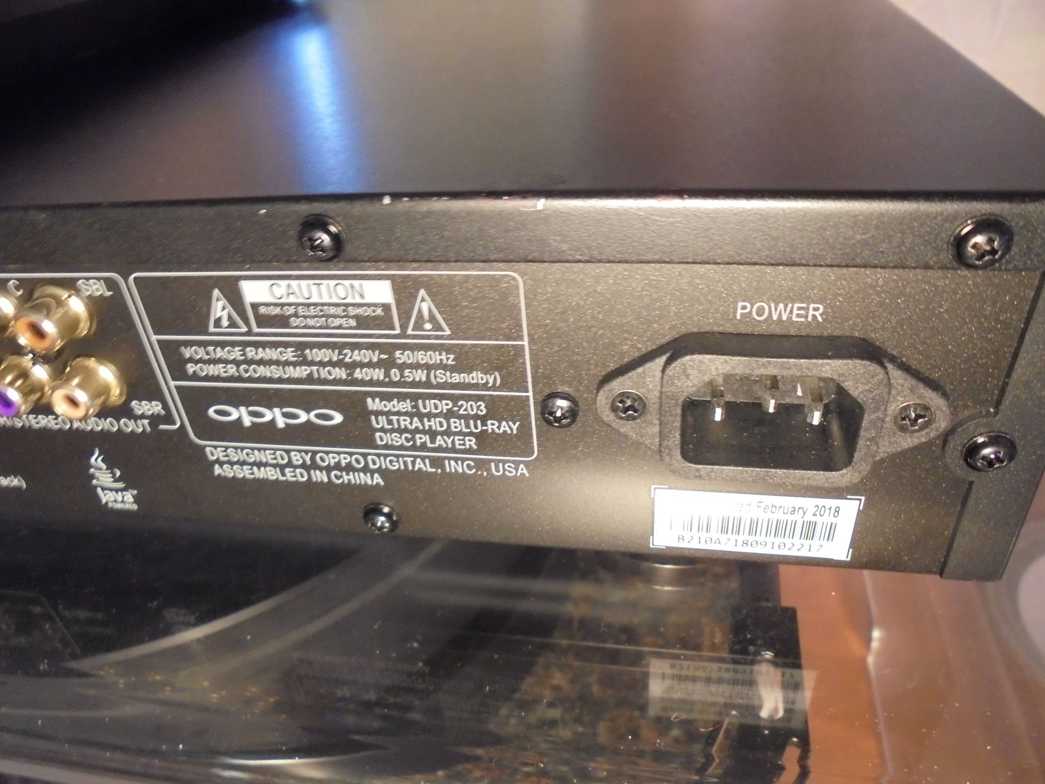 OPPO UPD 203 CD/SACD/ BLUE RAY UNIVERSAL PLAYER 230 VOLT 9