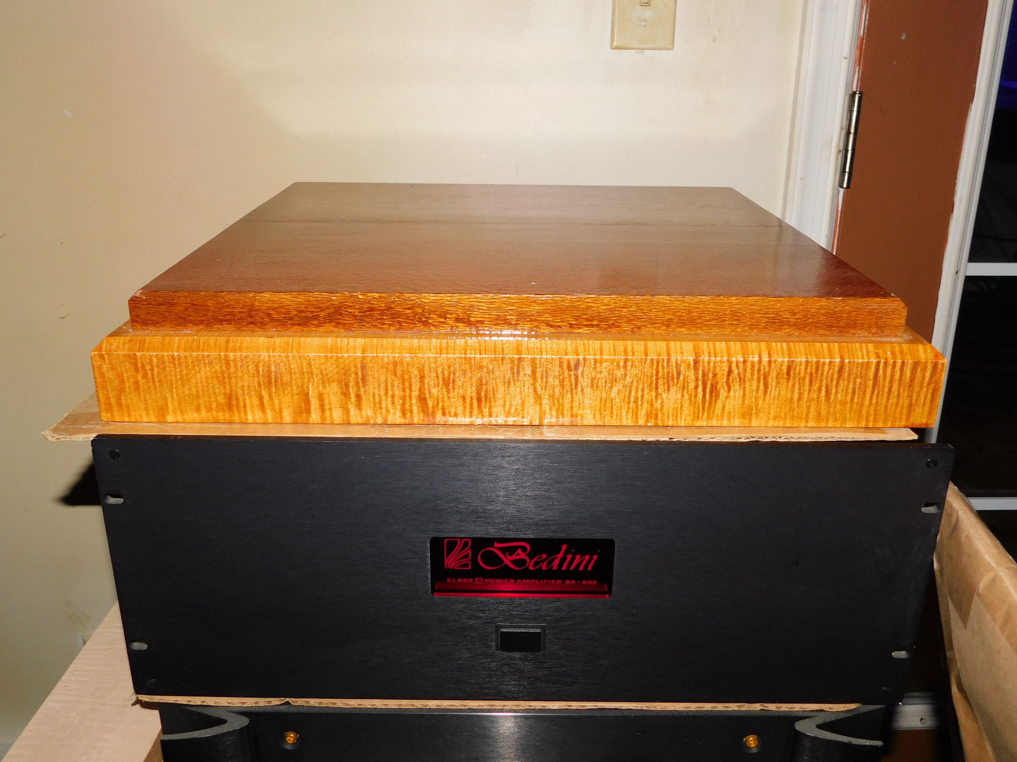 Unfinished five layer, constrained layer damoing and isolation. 2-3/4" Maple with 1"- "Leopard wood" top so far.