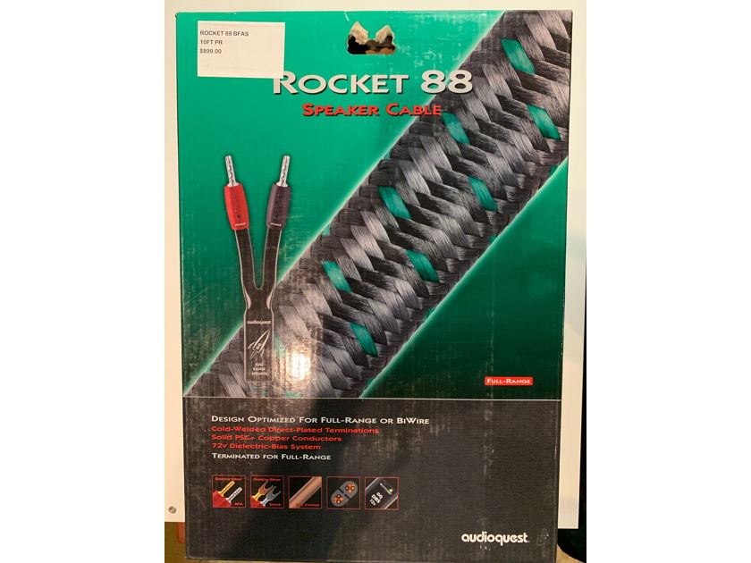 AudioQuest Rocket 88 10 ft speaker cables New Old stock.